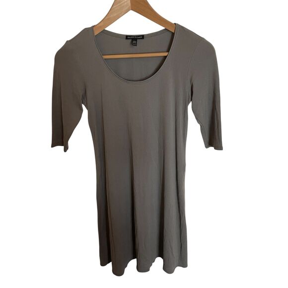 Eileen Fisher 100% Silk Half Sleeve Slip Dress XXS Minimalist Capsule Natural - Picture 1 of 9